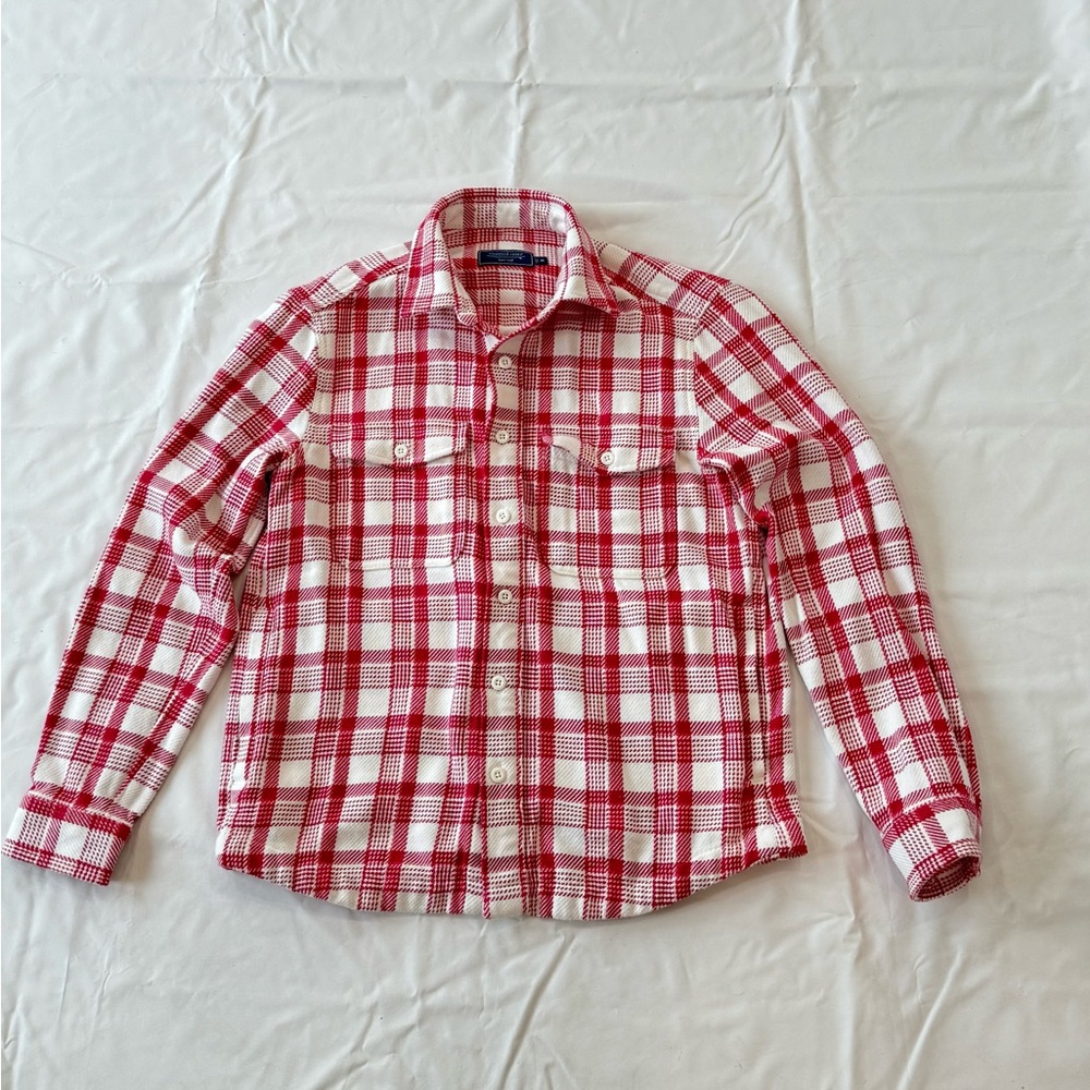 Vineyard Vines Red & White Plaid Flannel Shirt Men's Medium